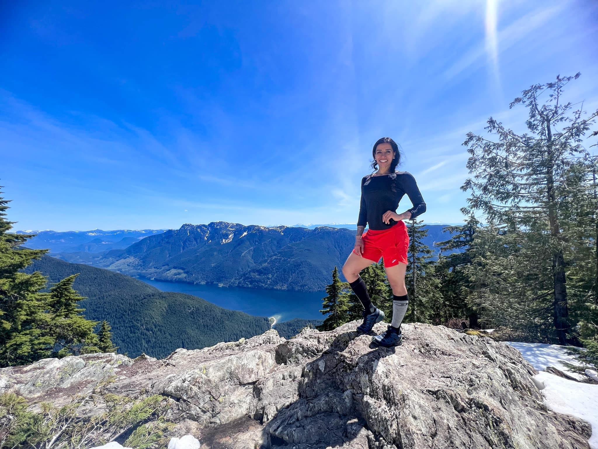 Anna Rai hiking a vancouver mountain