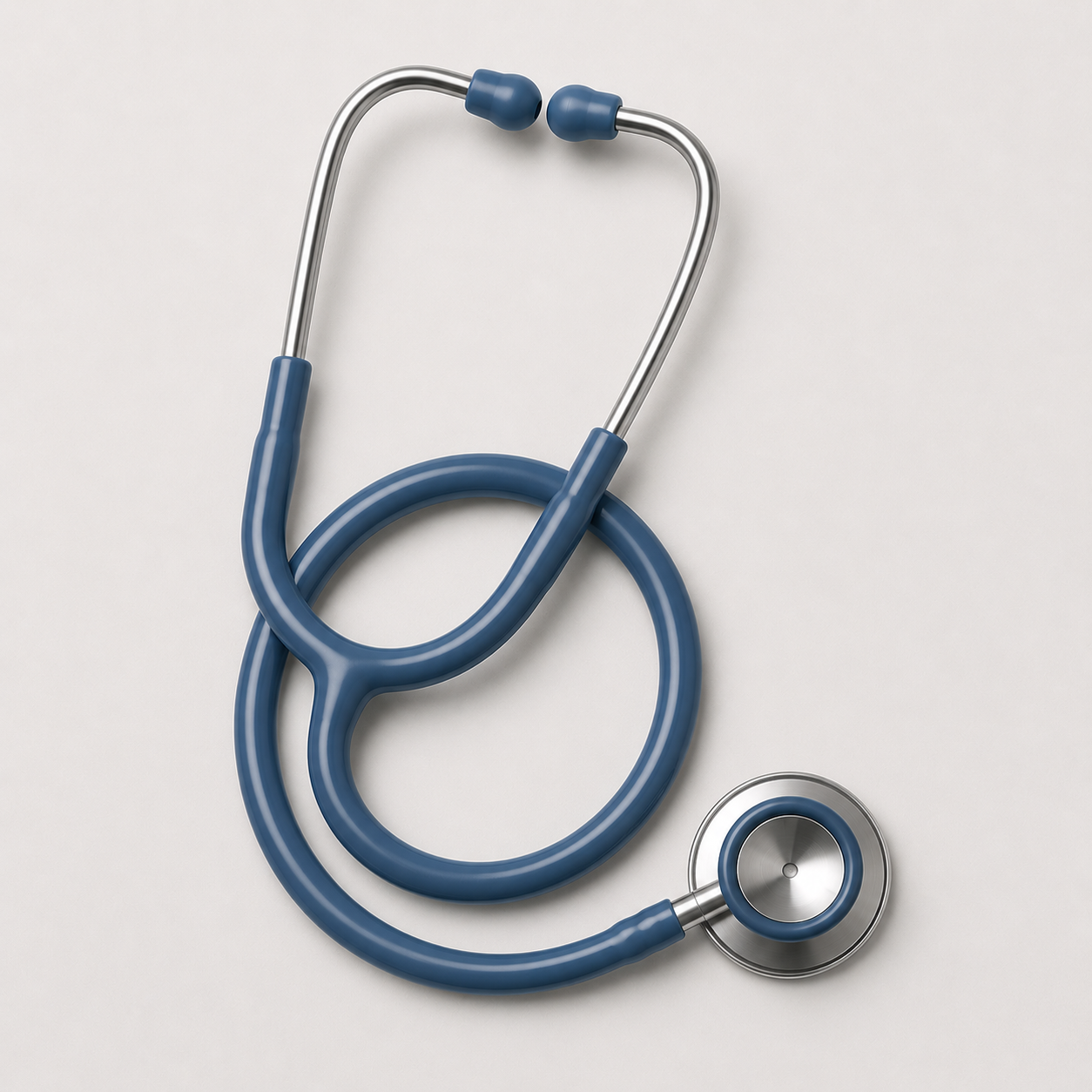 Blue stethoscope on a light background